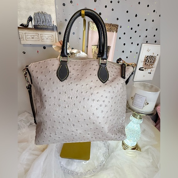 Dooney & Bourke Gray Ostrich Skin Satchel - Picture 7 of 15